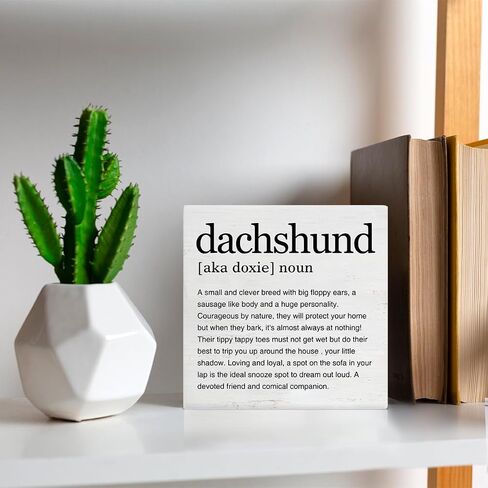Dachshund Gifts for Dachshund Lovers Dachshund Definition Art Wooden Box Sign Rustic Desk Decorative Wooden Sign Home Decor for Desk Table Shelf 5 x 5 Inches in Saudi Arabia