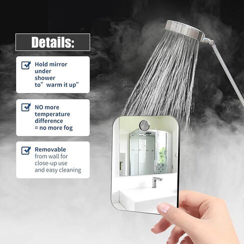 Tiankohelan Anti-Fog Shaving Mirror,Frameless Shower Mirror for Men Women in Kuwait
