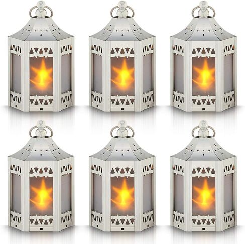 zkee Mini Star Lantern مع LED وامض، بطارية CR2032 متضمنة، فانوس معلق مزخرف، فانوس زينة لعيد الميلاد، فانوس شمعة داخلي، استخدام داخلي لفانوس البطارية، Zkee (مجموعة من 6 قطع ذهبية) in Kuwait