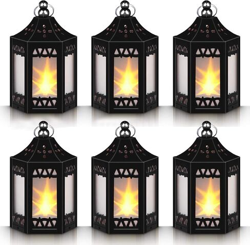 zkee Mini Star Lantern مع LED وامض، بطارية CR2032 متضمنة، فانوس معلق مزخرف، فانوس زينة لعيد الميلاد، فانوس شمعة داخلي، استخدام داخلي لفانوس البطارية، Zkee (مجموعة من 6 قطع ذهبية) in Saudi Arabia