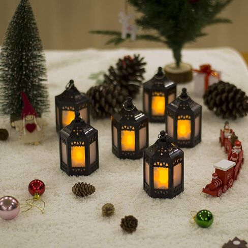 zkee Mini Star Lantern مع LED وامض، بطارية CR2032 متضمنة، فانوس معلق مزخرف، فانوس زينة لعيد الميلاد، فانوس شمعة داخلي، استخدام داخلي لفانوس البطارية، Zkee (مجموعة من 6 قطع ذهبية) in Saudi Arabia