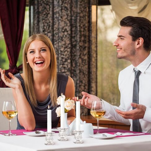 Glass Candlestick Holders, Set of 6 Amber Candle Holders for Taper Candles Small Table Centerpiece Decor for Wedding Birthday Party Thanksgiving Christmas Candlelight Dinner Decoration in Kuwait