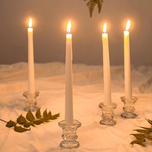 Glass Candlestick Holders, Set of 6 Amber Candle Holders for Taper Candles Small Table Centerpiece Decor for Wedding Birthday Party Thanksgiving Christmas Candlelight Dinner Decoration in Kuwait