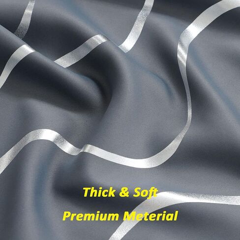 Estelar Textiler Silver Wave Line طباعة ستائر نافذة التعتيم بطول 63 بوصة ستائر تعتيم الغرفة لغرفة النوم 38 عرض × 63 طول، مجموعة من 2، رمادي in Kuwait