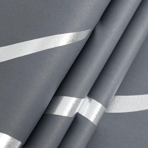 Estelar Textiler Silver Wave Line طباعة ستائر نافذة التعتيم بطول 63 بوصة ستائر تعتيم الغرفة لغرفة النوم 38 عرض × 63 طول، مجموعة من 2، رمادي in Kuwait