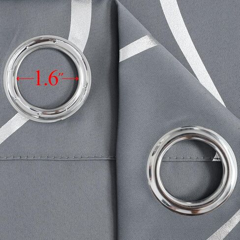 Estelar Textiler Silver Wave Line طباعة ستائر نافذة التعتيم بطول 63 بوصة ستائر تعتيم الغرفة لغرفة النوم 38 عرض × 63 طول، مجموعة من 2، رمادي in Kuwait