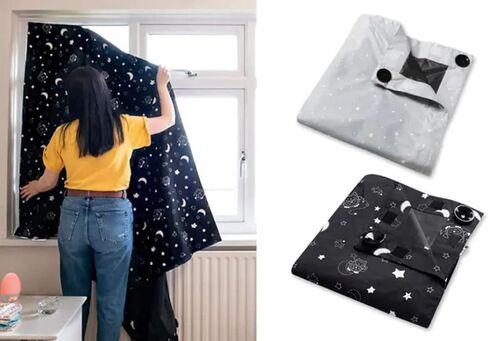 بول انوفيشن - ستارة تعتيم محمولة | ستائر تعتيم النوافذ مثالية لستائر التعتيم المؤقتة لحضانة الاطفال وغرفة النوم والسفر | ستائر تعتيم محمولة (200 × 130 سم) in Kuwait