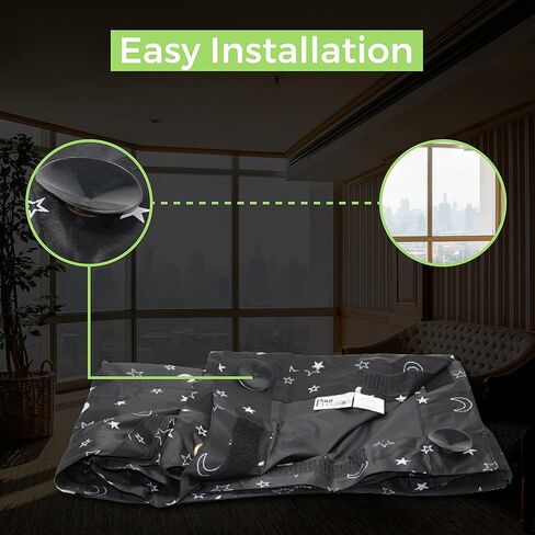 بول انوفيشن - ستارة تعتيم محمولة | ستائر تعتيم النوافذ مثالية لستائر التعتيم المؤقتة لحضانة الاطفال وغرفة النوم والسفر | ستائر تعتيم محمولة (200 × 130 سم) in Kuwait