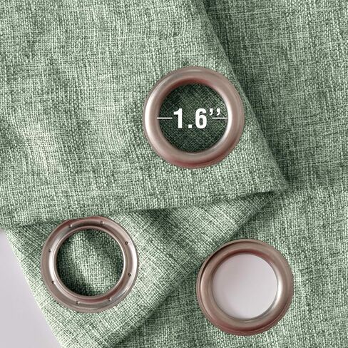 jinchan فو الكتان الستائر سميكة الخيش حكيم الستائر الخضراء 63 بوصة طول مزرعة غرفة المعيشة ستائر جروميت أعلى تصفية الضوء الخصوصية نافذة الستائر الستائر مجموعة 2 لوحات هيذرد حكيم الأخضر in Kuwait