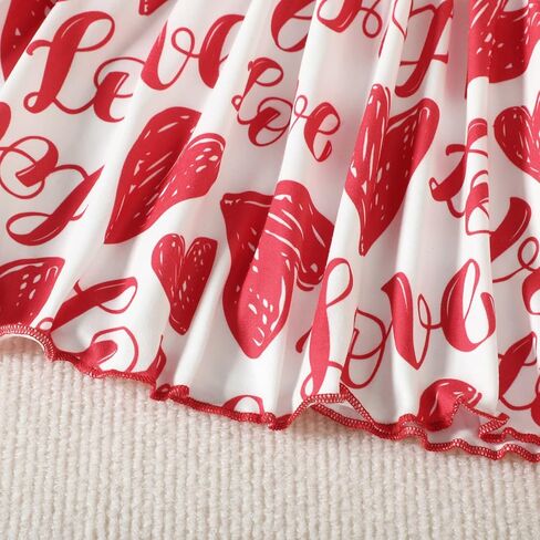 Camidy Baby Girl Dress Infant Girls Long Sleeve Casual Dress Toddler Heart Print A-Line Dress with Bowknot Headband Red in Kuwait