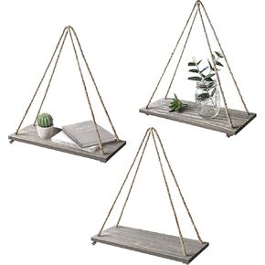 أرفف عائمة للتعليق على الحائط مقاس 17 × 5 بوصة من Emaison، منظم مزرعة خشبي متعثر، ديكور منزلي ريفي لغرفة المعيشة والحمام وغرفة النوم والمطبخ، مجموعة من 2، غسيل رمادي in Kuwait