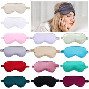 14 قطعة من اقنعة العين للنوم غطاء عين ناعم للنوم من الساتان مع حزام مطاطي للنساء والرجال in Kuwait