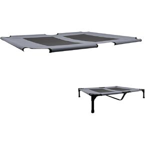 FIOCCO Dog Bed Mesh - Heavy Duty Canvas Large Dog Cot Mesh, Gray/Black Mesh in Kuwait