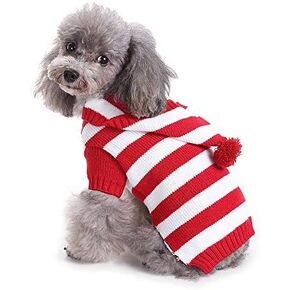 Yunison Dog Cat Stripe Sweater with Hoodie for Christmas Sweatshirt Winter Pet Clothes Xmas Puppy Outfits in Kuwait