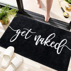 ار رورا سجادة حمام سوداء من جيت نيكد، سجادة حمام سوداء لحوض الاستحمام، ديكور حمام ظريف، سجادة حوض استحمام قطيفة لطيفة ماصة للماء وغير قابلة للانزلاق in Kuwait