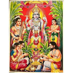 Satyanarayana Swamy Ji/Satyanarayan Ji Photo Red (Unframed : Size 12"X16" inches Red) in Kuwait