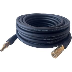 Air Hose 1/4 in x 25 ft, Heavy Duty, Lightweight, Kink Resistant, Hybrid Air Compressor Hose with 1/4 in Solid Brass Male Fittings, Bend Restrictors, 300 PSI (25FT, Black) in Kuwait