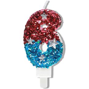 Number 0 Candles,Red Blue Birthday Number Candles American Flag Number 0 Candles Perfect for Independence Day and Captain America Party Supplies
