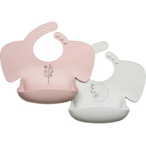 blessed+beloved Silicone Bibs for Babies | Waterproof Baby Silicone Bibs with Food Catcher Pouch and Shoulder Cover | Set of 2 Silicone Baby Bibs | Boho Minimalist Silicone Bib|Baberos para Bebe Niña in Saudi Arabia
