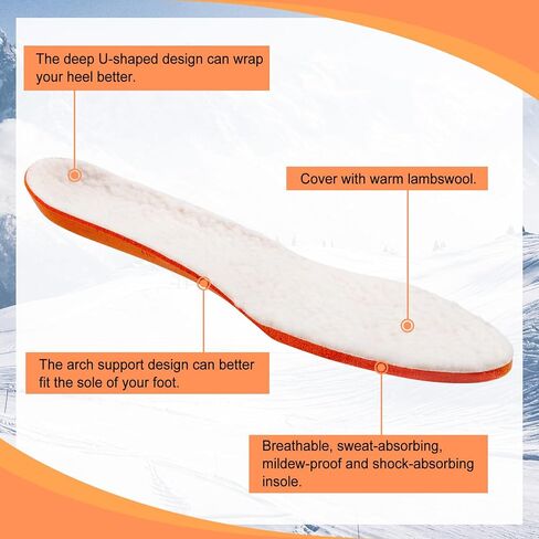 Lambswool Insoles for Men's Women Soft Comfort Warm Wool Insole with Arch Support Suitable for Boots Cotton Slippers Winter Shoes White 36 in Saudi Arabia