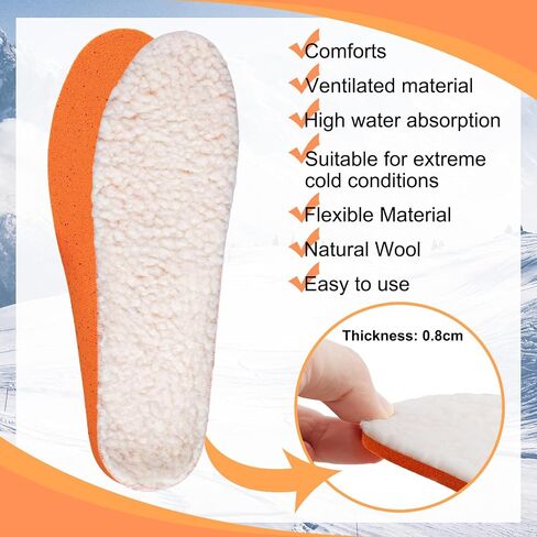 Lambswool Insoles for Men's Women Soft Comfort Warm Wool Insole with Arch Support Suitable for Boots Cotton Slippers Winter Shoes White 36 in Saudi Arabia
