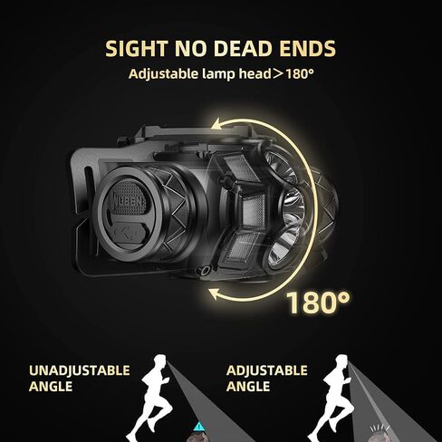 WUBEN H1 Rechargeable Headlamp, 1200 High Lumen Ultra Bright LED Head Lamp, 11 Modes 180°Adjustable IP68 Headlight with Red Light for Outdoors Camping Hunting Hiking Running Fishing Gear in Saudi Arabia