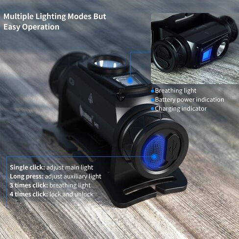 WUBEN H1 Rechargeable Headlamp, 1200 High Lumen Ultra Bright LED Head Lamp, 11 Modes 180°Adjustable IP68 Headlight with Red Light for Outdoors Camping Hunting Hiking Running Fishing Gear in Saudi Arabia