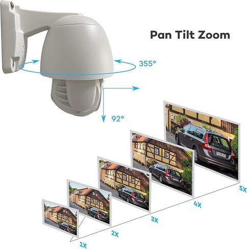 كاميرا ONWOTE 6MP 3072x2048 HD PTZ PoE IP الأمنية، تحدث في اتجاهين، اكتشاف المركبات البشرية بالذكاء الاصطناعي، 355 درجة عموم 92 درجة إمالة 5X تكبير بصري، عدسة بمحرك 2.7-13.5 مم، 164f-262ft IR in Kuwait