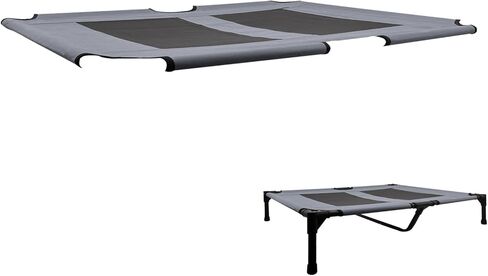 FIOCCO Dog Cot Replacement Cover - Elevated Dog Bed Replacement Cover, Chew Proof Breathable, Non stick, Washable Textilene Mesh Fabric, Elevated Dog Beds Mesh for Large Dog, Gray/Black, 36"L x 29.7"W in Kuwait