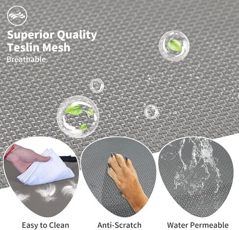 FIOCCO Dog Cot Replacement Cover - Elevated Dog Bed Replacement Cover, Chew Proof Breathable, Non stick, Washable Textilene Mesh Fabric, Elevated Dog Beds Mesh for Large Dog, Gray/Black, 36"L x 29.7"W in Kuwait