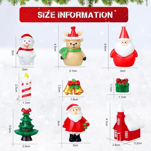 Soaoo 9 Pcs Christmas Aquarium Decoration Fish Tank Resin Ornaments Xmas Series Micro Landscaping Decor Christmas Tree Santa Snowman Bell Figurines for Table Desk Party Supplies in Saudi Arabia
