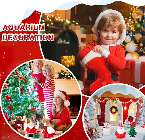 Soaoo 9 Pcs Christmas Aquarium Decoration Fish Tank Resin Ornaments Xmas Series Micro Landscaping Decor Christmas Tree Santa Snowman Bell Figurines for Table Desk Party Supplies in Saudi Arabia