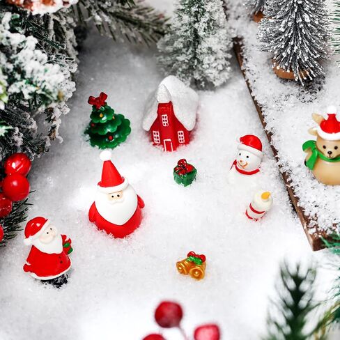 Soaoo 9 Pcs Christmas Aquarium Decoration Fish Tank Resin Ornaments Xmas Series Micro Landscaping Decor Christmas Tree Santa Snowman Bell Figurines for Table Desk Party Supplies in Saudi Arabia