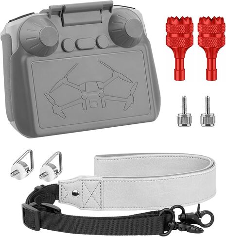 [3 في 1] ملحقات طائرة بدون طيار Mini 3 Pro/Mini 3 لـ DJI RC، غطاء حماية للشمس 2 في 1 DJI RC وغطاء واقي RC + حزام حبل للرقبة + عصي تحكم لملحقات وحدة التحكم عن بعد DJI Mini 3/Mini 3 Pro RC in Kuwait