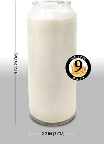 Hyoola 9 Day White Prayer Candle in Glass Jar- 2 Pack - Memory Candle for Religious, Memorial, Vigil and Emergency - 100% Vegetable Oil Wax in Saudi Arabia