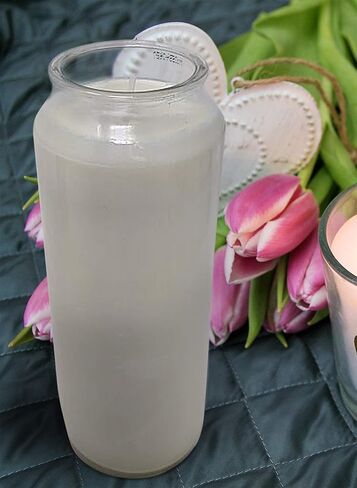 Hyoola 9 Day White Prayer Candle in Glass Jar- 2 Pack - Memory Candle for Religious, Memorial, Vigil and Emergency - 100% Vegetable Oil Wax in Saudi Arabia