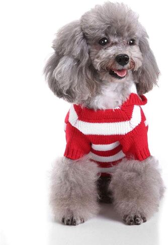 Yunison Dog Cat Stripe Sweater with Hoodie for Christmas Sweatshirt Winter Pet Clothes Xmas Puppy Outfits in Kuwait