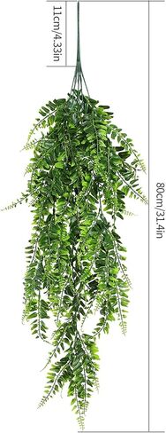 Siyurongg 4 Pcs Artificial Hanging Plants, Fake Boston Ferns, 2.6ft Artificial Hanging Ivy Vines Leaves Greenery Plastic for Wall Indoor Outdoor Hanging Baskets Wedding Party Garland Decor in Kuwait