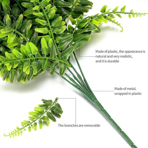 Siyurongg 4 Pcs Artificial Hanging Plants, Fake Boston Ferns, 2.6ft Artificial Hanging Ivy Vines Leaves Greenery Plastic for Wall Indoor Outdoor Hanging Baskets Wedding Party Garland Decor in Kuwait