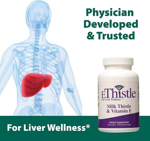 Liver Wellness Dietary Supplement, Milk Thistle & Vitamin E Liver Health Formula, Caplets 180 Count in Saudi Arabia