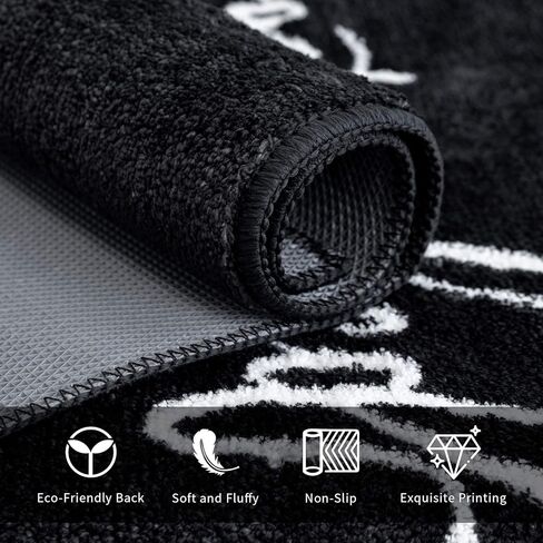 ار رورا سجادة حمام سوداء من جيت نيكد، سجادة حمام سوداء لحوض الاستحمام، ديكور حمام ظريف، سجادة حوض استحمام قطيفة لطيفة ماصة للماء وغير قابلة للانزلاق in Kuwait