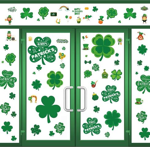MDDRUIQI 272 PCS St Patricks Day Window Clings - St Patricks Day Decorations - Shamrock Stickers for Glass Reusable Static Spring St Patricks Day Accessories Crafts Toys Party Decor Favors for Kids in Saudi Arabia
