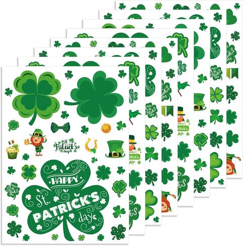 MDDRUIQI 272 PCS St Patricks Day Window Clings - St Patricks Day Decorations - Shamrock Stickers for Glass Reusable Static Spring St Patricks Day Accessories Crafts Toys Party Decor Favors for Kids in Saudi Arabia