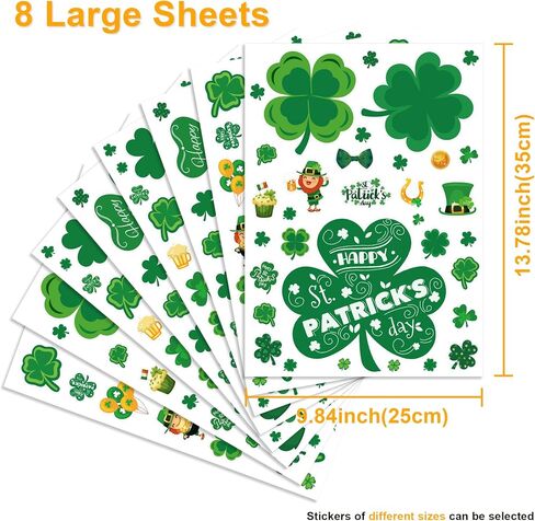 MDDRUIQI 272 PCS St Patricks Day Window Clings - St Patricks Day Decorations - Shamrock Stickers for Glass Reusable Static Spring St Patricks Day Accessories Crafts Toys Party Decor Favors for Kids in Saudi Arabia