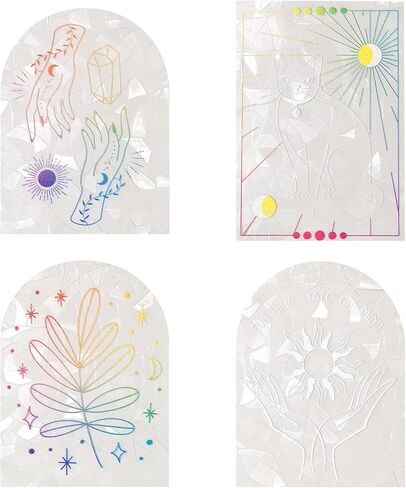 GORGECRAFT 6Pcs Large Rainbow Window Clings Dog Pattern Window Decals Static Non Adhesive Collision Glass Stickers Vinyl Film Home Decorations for Sliding Doors Windows Prevent Dogs Birds Strikes in Kuwait