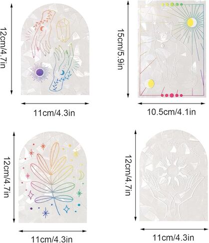 GORGECRAFT 6Pcs Large Rainbow Window Clings Dog Pattern Window Decals Static Non Adhesive Collision Glass Stickers Vinyl Film Home Decorations for Sliding Doors Windows Prevent Dogs Birds Strikes in Kuwait