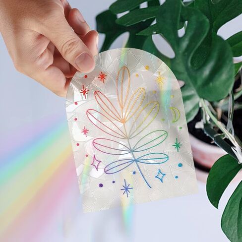 GORGECRAFT 6Pcs Large Rainbow Window Clings Dog Pattern Window Decals Static Non Adhesive Collision Glass Stickers Vinyl Film Home Decorations for Sliding Doors Windows Prevent Dogs Birds Strikes in Kuwait