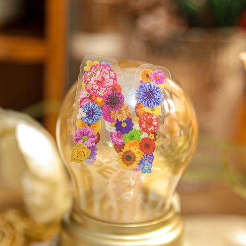 6 عبوات من ملصقات الحروف، 1.5 بوصة من ملصقات الفينيل العتيقة ذات الحروف الأبجدية من الألف إلى الياء، تصميم زهرة ريترو ملصقات جمالية مقاومة للماء لمخطط القصاصات DIY لتزيين الكولاج in Kuwait