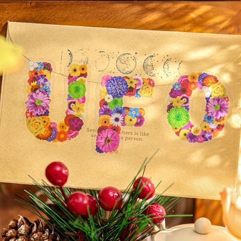 6 عبوات من ملصقات الحروف، 1.5 بوصة من ملصقات الفينيل العتيقة ذات الحروف الأبجدية من الألف إلى الياء، تصميم زهرة ريترو ملصقات جمالية مقاومة للماء لمخطط القصاصات DIY لتزيين الكولاج in Kuwait