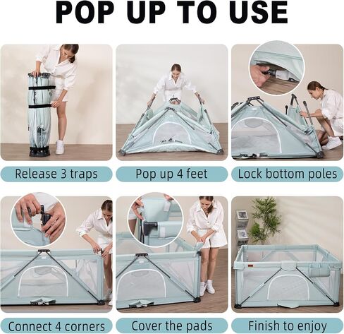 Foldable Baby Playpen 59X59 inch, iTiLike Playpen for Babies and Toddlers with 50 PCS Ocean Balls & 4 Handles, Indoor & Outdoor Kids Safety Play Pen Area, Portable Travel Play Yard in Saudi Arabia